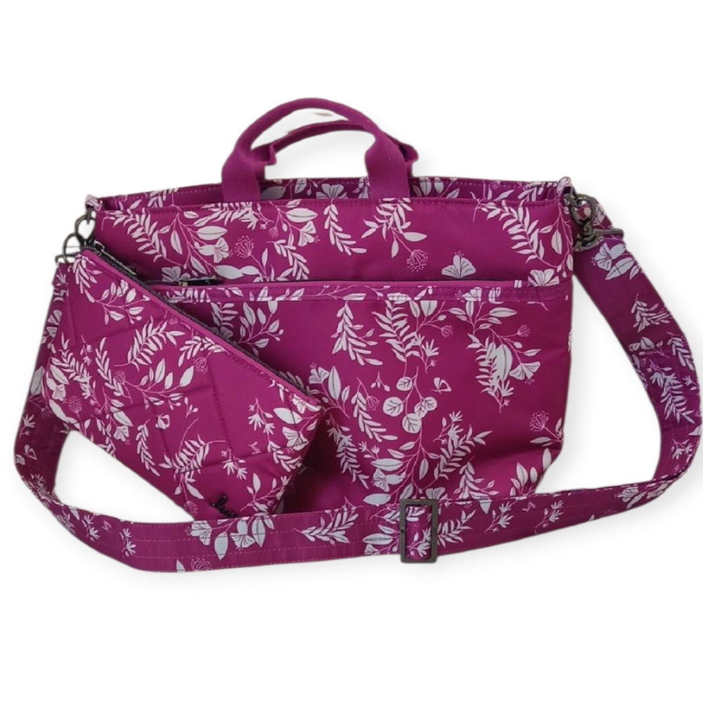 Chic Floral Pink Shoulder Bag Set Lug Tenor